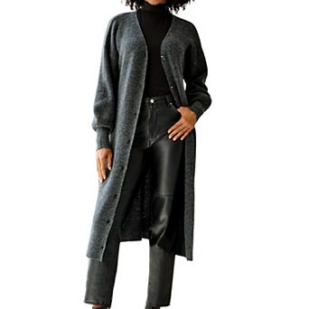 ellos Plus Size Button Front Duster Cardigan