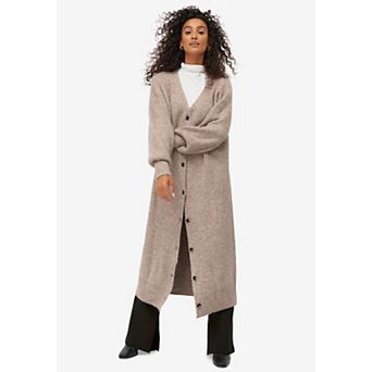 ellos Plus Size Button Front Duster Cardigan
