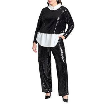 ELOQUII Women's Plus Size Sequin Cargo Pant