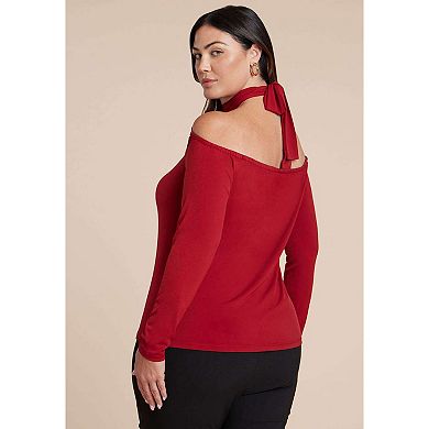 ELOQUII Women's Plus Size Cross Front Cut Out Top