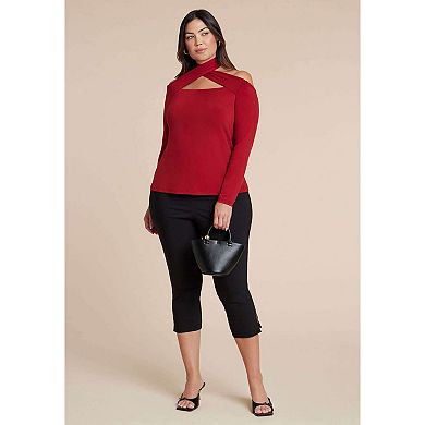 ELOQUII Women's Plus Size Cross Front Cut Out Top
