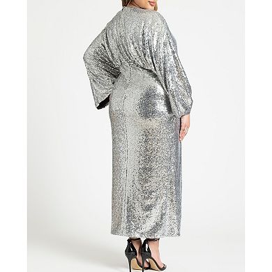 ELOQUII Women's Plus Size Dolman Sleeve Sequin Dress