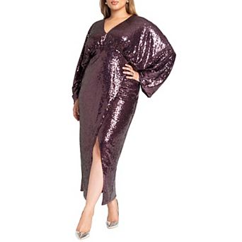 ELOQUII Women's Plus Size Dolman Sleeve Sequin Dress