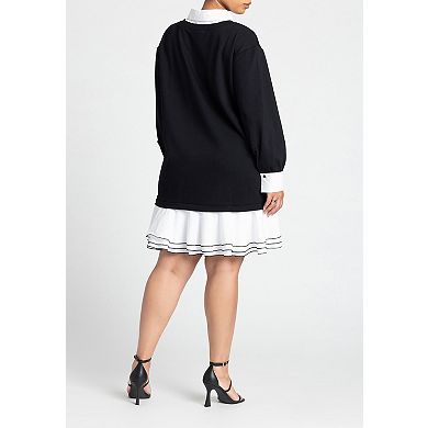 ELOQUII Women's Plus Size Twofer Mini Shirt Dress