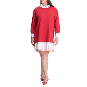 ELOQUII Women's Plus Size Twofer Mini Shirt Dress
