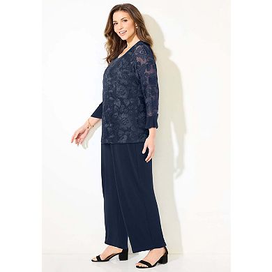 Catherines Women's Plus Size Soutache 2-Piece Pant Suit