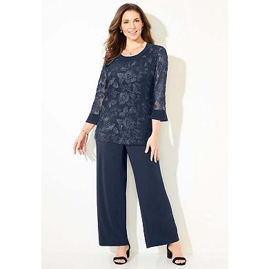 Catherines Women's Plus Size Soutache 2-Piece Pant Suit