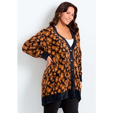 Avenue Women's Plus Size Button Front Cozy Cardigan