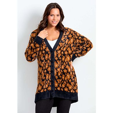 Avenue Women's Plus Size Button Front Cozy Cardigan