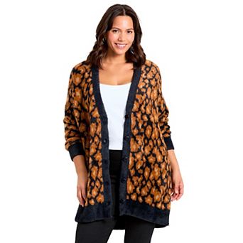 Avenue Women's Plus Size Button Front Cozy Cardigan