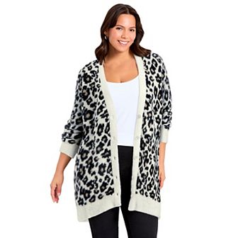 Avenue Women's Plus Size Button Front Cozy Cardigan