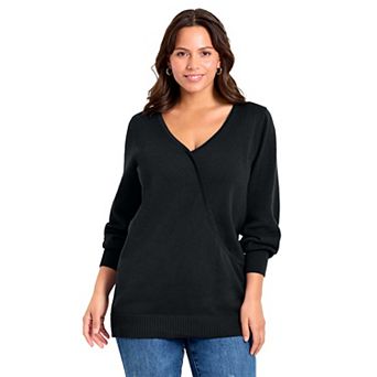 Avenue Women's Plus Size Faux Wrap Pull Over Sweater