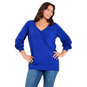 Avenue Women's Plus Size Faux Wrap Pull Over Sweater
