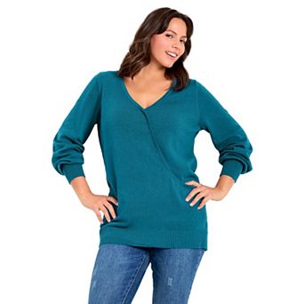 Avenue Women's Plus Size Faux Wrap Pull Over Sweater