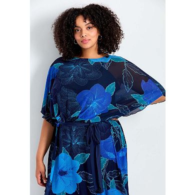 Avenue Women's Plus Size Mesh Overlay Jumpsuit