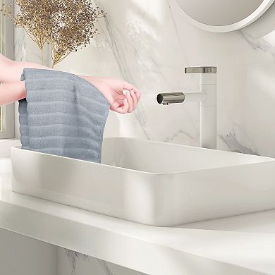 Cotton Hand Towels for Bathroom, 4 Pieces Striped Decorative Comfort Towel, 14"x30"&28"x56"