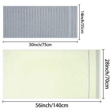 Cotton Hand Towels for Bathroom, 4 Pieces Striped Decorative Comfort Towel, 14"x30"&28"x56"