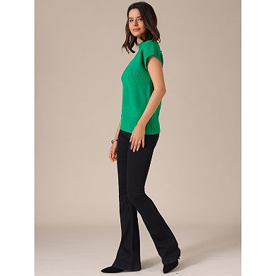 Women's Sleeveless Sweaters Vest Casual Mock Neck Cap Sleeve Knit Pullover Sweater Tops