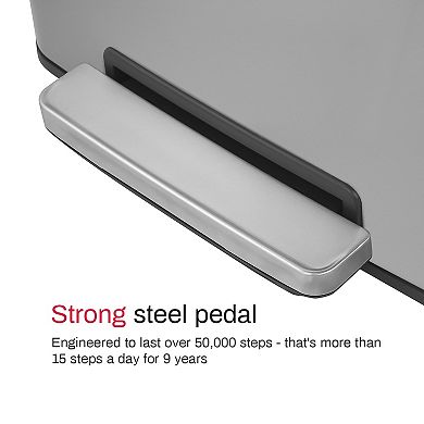 13 Gal./50 Liter Rectangular Stainless Steel Step-on Trash Can for Kitchen