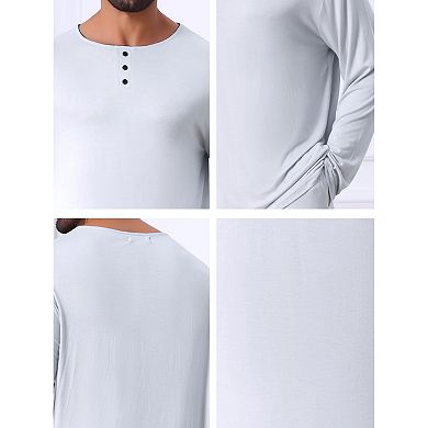 Men's 2 Pieces Long Sleeve Solid Color Crew Neck Casual Pajamas Set