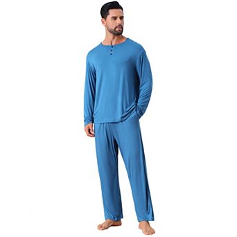 Men's 2 pc Long Sleeve Solid Color Crew Neck Casual Pajamas Set