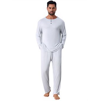 Men's 2 pc Long Sleeve Solid Color Crew Neck Casual Pajamas Set