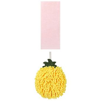 2 pc Striped Hand Towels and Soft Absorbent Fluffy Chenille Ball Hand Towels Set 14"x30"&6"x6"