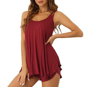 Women's Pajama Set 2 pc Cami Tank Shorts Set Sleepwear Solid