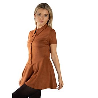 Jess by Meiko Women's Drop Waist Collared Flare Dress