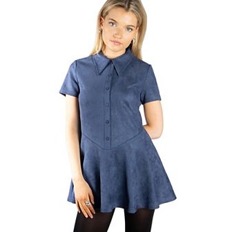 Jess by Meiko Women's Drop Waist Collared Flare Dress