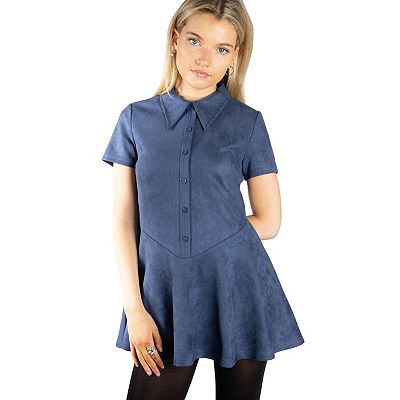 slim fit dress slacks Flare Dress with Small Shawl Collar, Contrast Trim, and Button-Front C –  STUDIO731 main image 0
