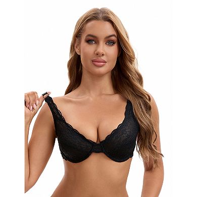 Women's Lace Underwire Adjustable Straps Push Up Soft Cup Bras