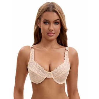 Women's Lace Underwire Adjustable Straps Push Up Soft Cup Bras