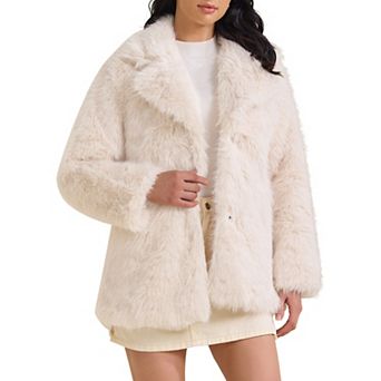 Women's Faux Fur Coat Fluffy Long Sleeve Lapel Winter Outerwear Coat