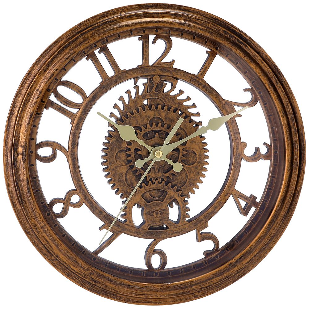 Rustic Farmhouse Gear Clock with Moving Gears Wall Clock Industrial ...
