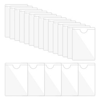 Index Card Pockets, 20 Pack Label Holder with Top Open Sticky Pocket Sleeves, Clear