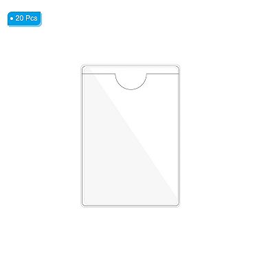 Index Card Pockets, 20 Pack Label Holder with Top Open Sticky Pocket Sleeves, Clear