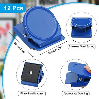 31mm Magnetic Clips, 12Pcs Stainless Steel Refrigerator Magnet Hook Clips for Photo Displays
