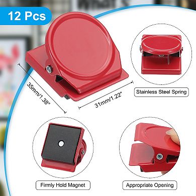 31mm Magnetic Clips, 12Pcs Stainless Steel Refrigerator Magnet Hook Clips for Photo Displays
