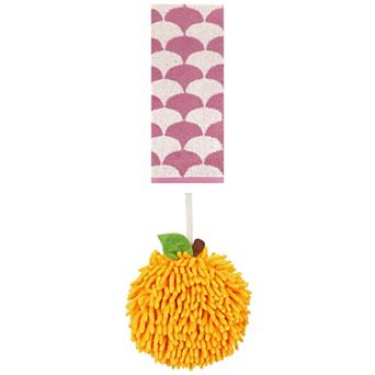 2 pc Soft Fluffy Chenille Ball Hand Towel and Geometric Absorbent Hand Towel Set, 6"x6"&13"x29"