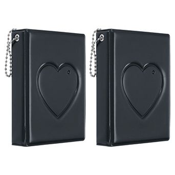 3 Inch Mini Photocard Binder Album with 32 Pockets Small Love Heart Picture Holder Book 2 Pack