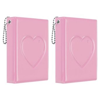 3 Inch Mini Photocard Binder Album with 32 Pockets Small Love Heart Picture Holder Book 2 Pack