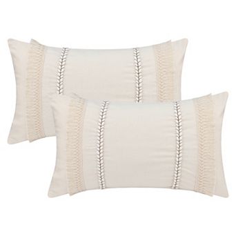 2 pc Decorative Boho Throw Pillow Cover, Modern Textured Tufted Pillow Cover Striped for Couch Bed