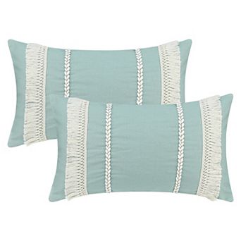 2 pc Decorative Boho Throw Pillow Cover, Modern Textured Tufted Pillow Cover Striped for Couch Bed