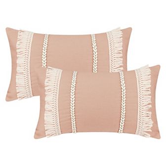 2 pc Decorative Boho Throw Pillow Cover, Modern Textured Tufted Pillow Cover Striped for Couch Bed