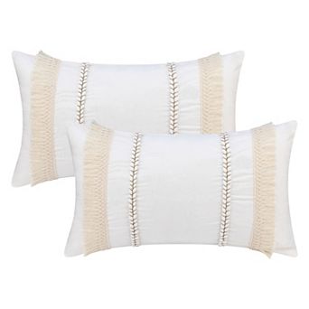2 pc Decorative Boho Throw Pillow Cover, Modern Textured Tufted Pillow Cover Striped for Couch Bed