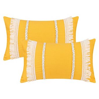 2 pc Decorative Boho Throw Pillow Cover, Modern Textured Tufted Pillow Cover Striped for Couch Bed