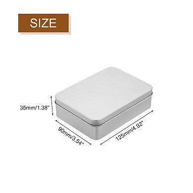 Metal Tin Box Containers, 2Pcs 4.9x3.5x1.4 Inch Rectangular Metal Hinged Tin Box with Lid
