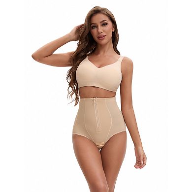 Women's Hook Zipper Front Closure Slimming Waist Hip Lifter Control Panties Briefs