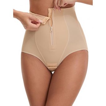 Women's Hook Zipper Front Closure Slimming Waist Hip Lifter Control Panties Briefs